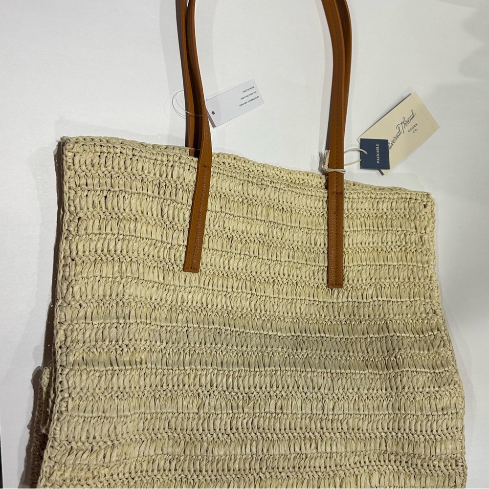 Universal Thread Straw Packable Checker Boxy Tote… - image 6